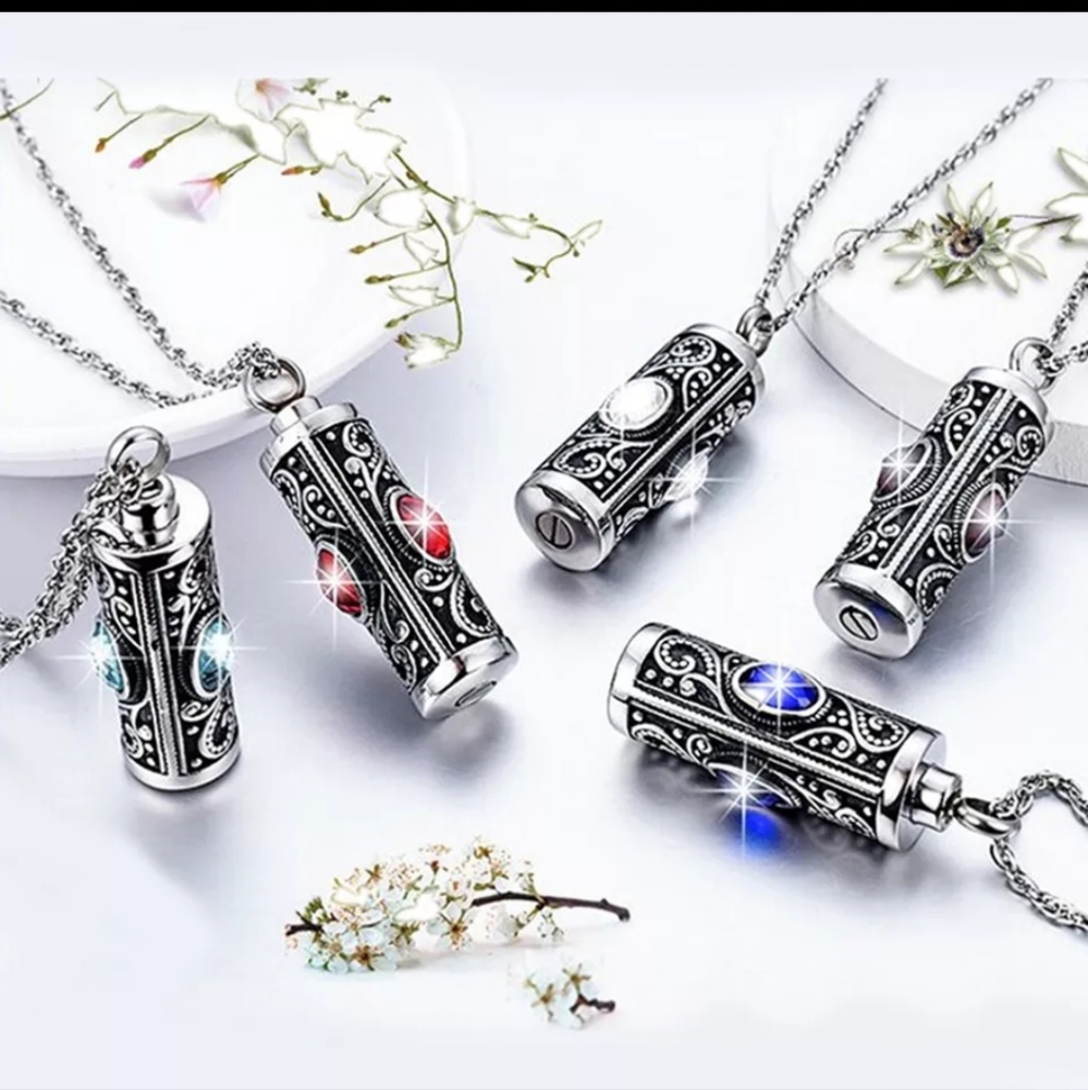 Stainless steel cremation necklace